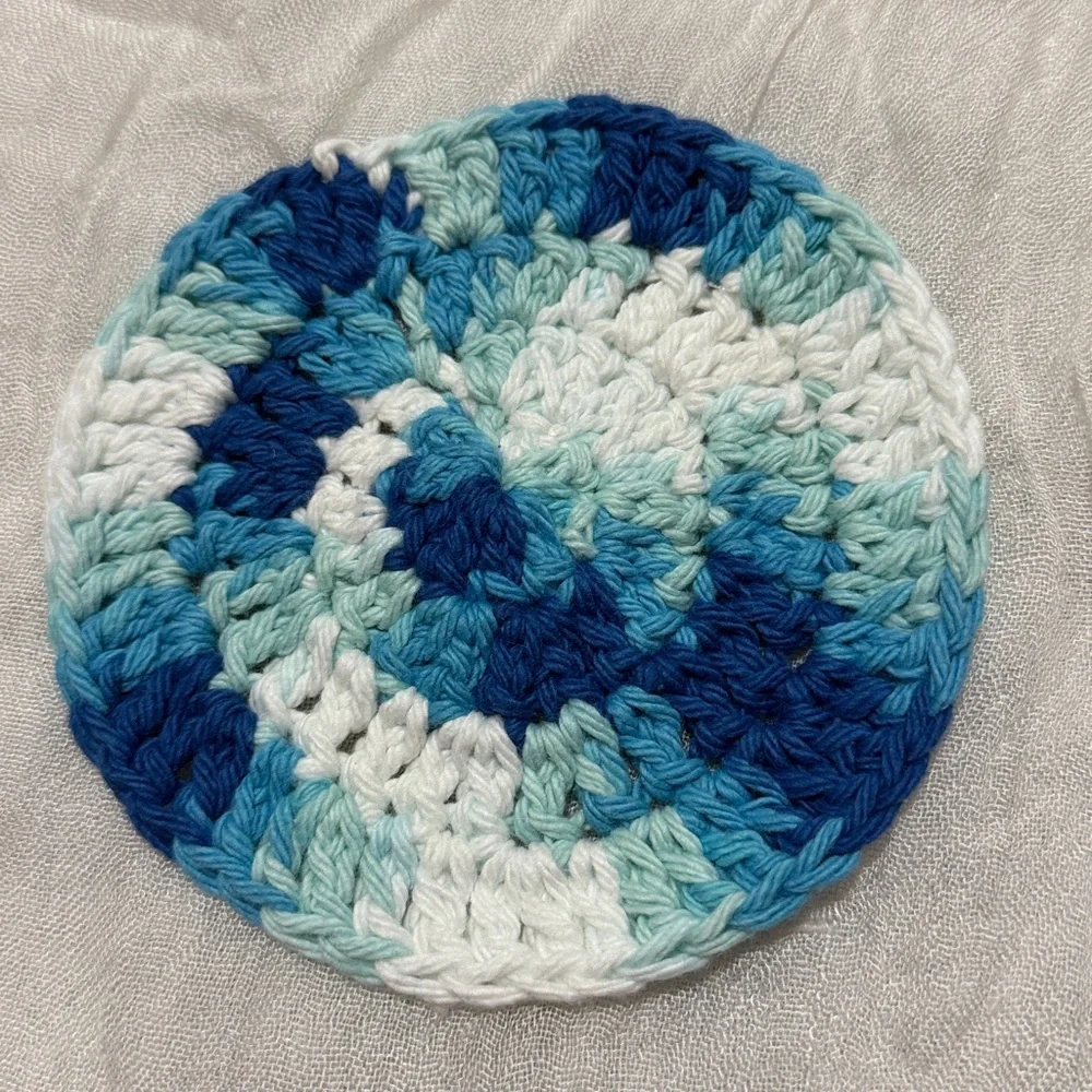 Blue and White Crochet Coasters